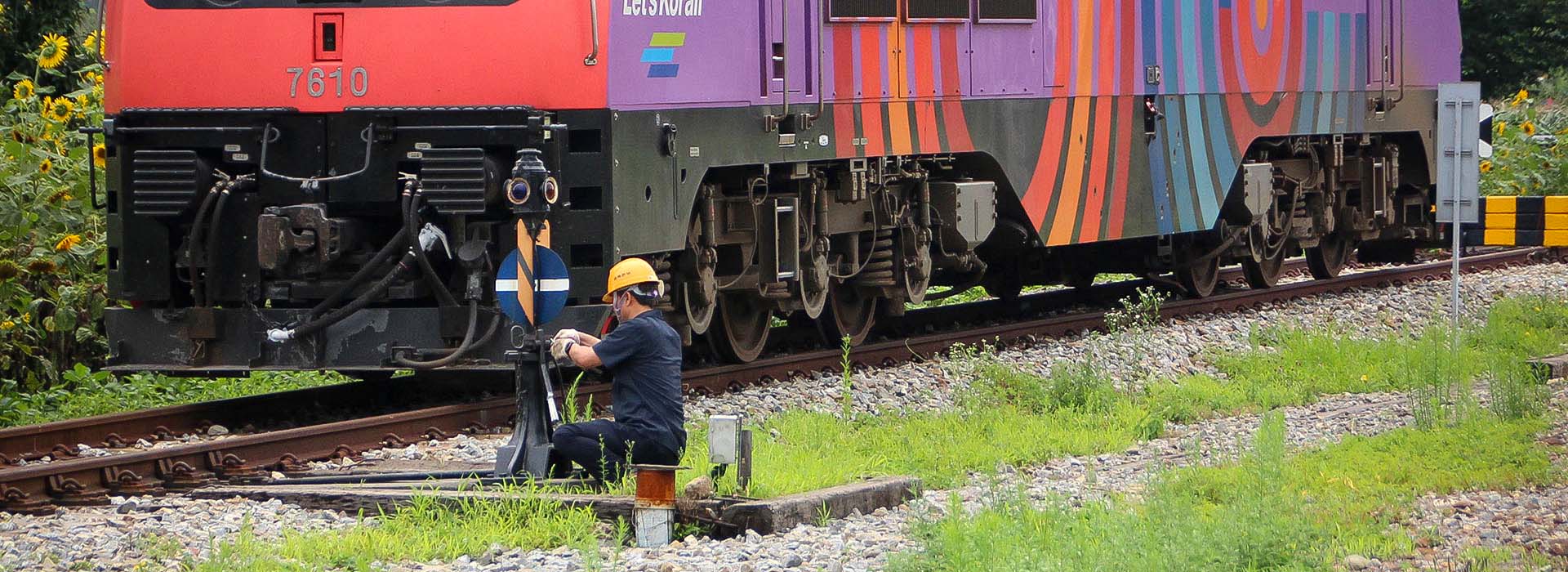 Railway signal maintenance in progress