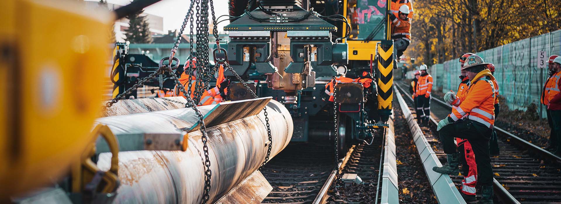 Engineers inspecting railway tracks